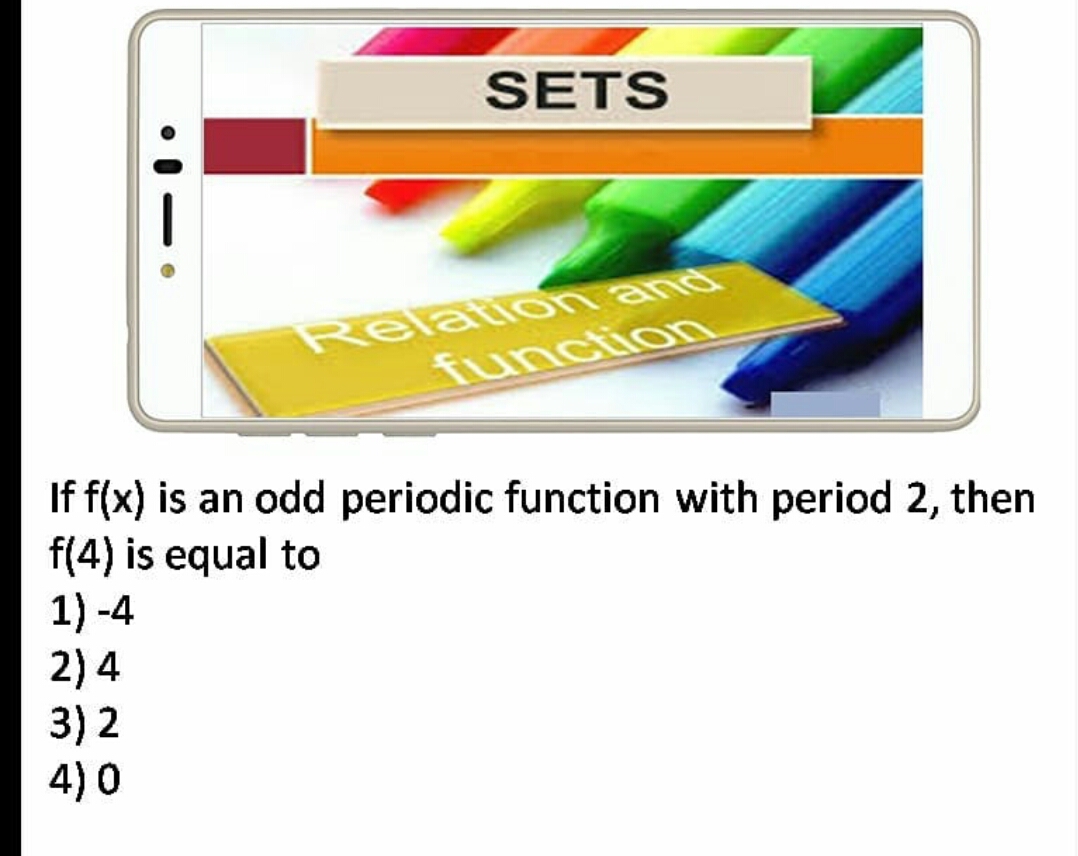 Question image for If f(x) is an odd periodic function with period 2